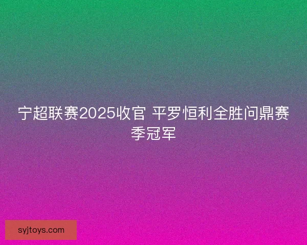 宁超联赛2025收官 平罗恒利全胜问鼎赛季冠军