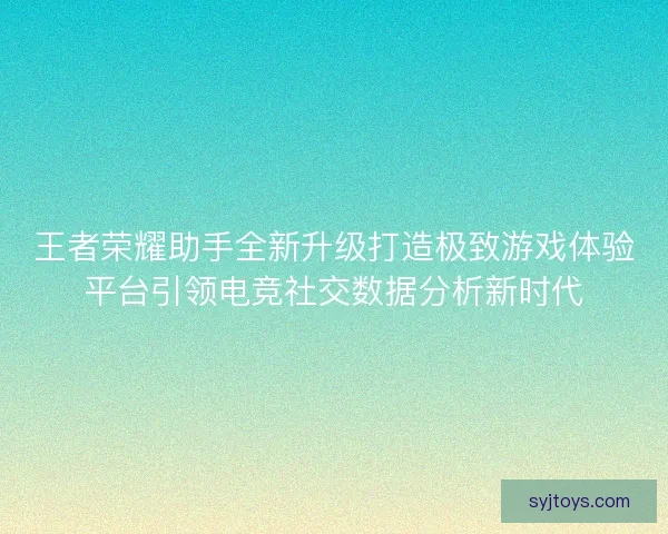 王者荣耀助手全新升级打造极致游戏体验平台引领电竞社交数据分析新时代 王者荣耀助手全新升级打造极致游戏体验平台引领电竞社交数据分析新时代