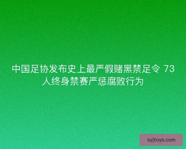 中国足协发布史上最严假赌黑禁足令 73人终身禁赛严惩腐败行为